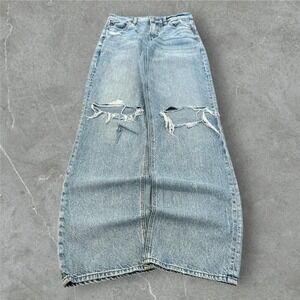 2000s Baggy Distressed Wide Leg Denim Jeans Vintage 27x30